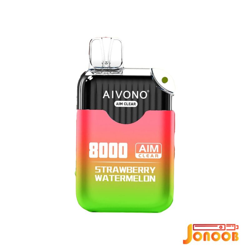 پاد یکبار مصرف هندوانه توت فرنگی آیوونو 8000 پاف AIVONO AIM CLEAR 8000 PUFFS STRAWBERRY WATERMELON